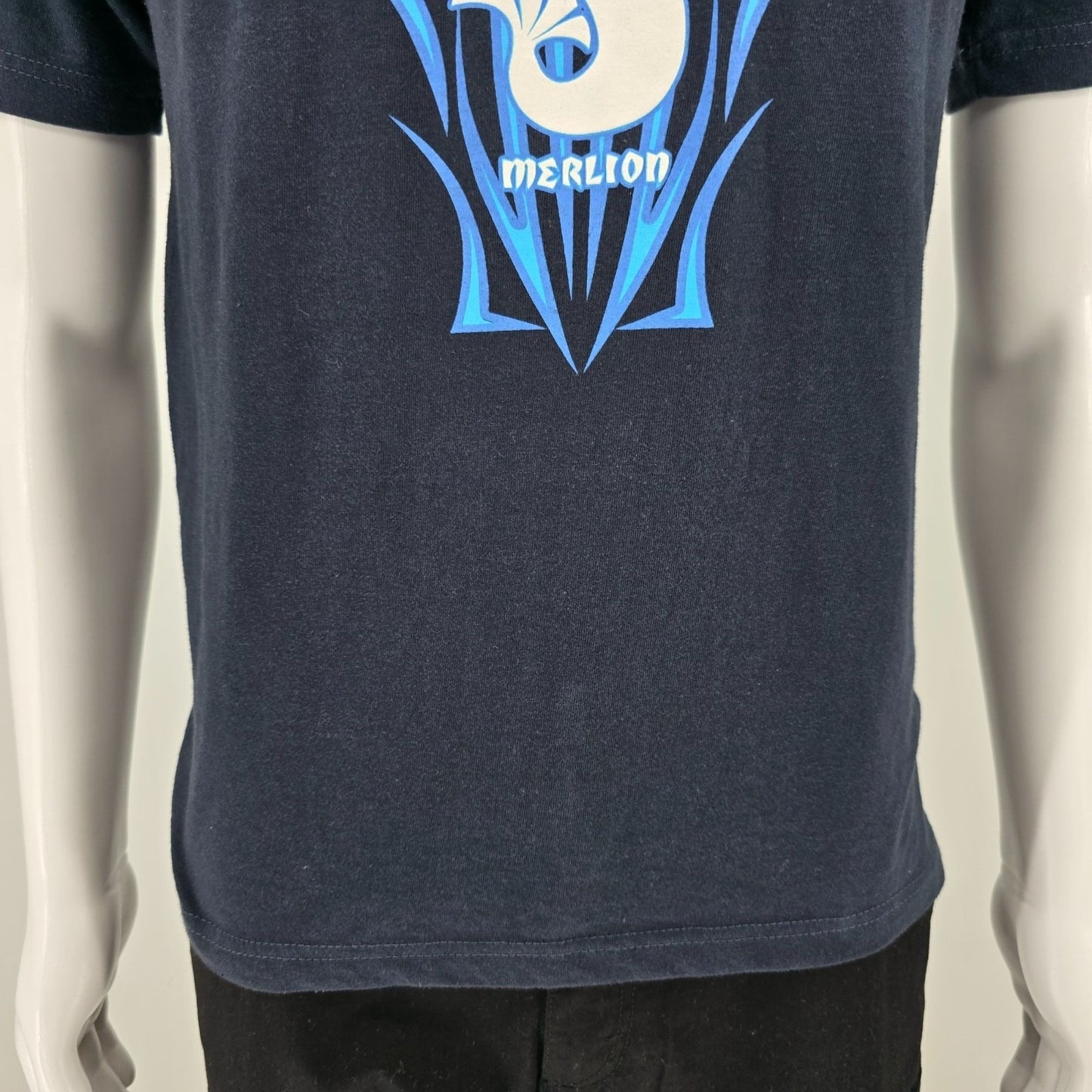 Vintage Y2K Guardian Angel Singapore Merlion Navy Blue Souvenir T-Shirt (M)