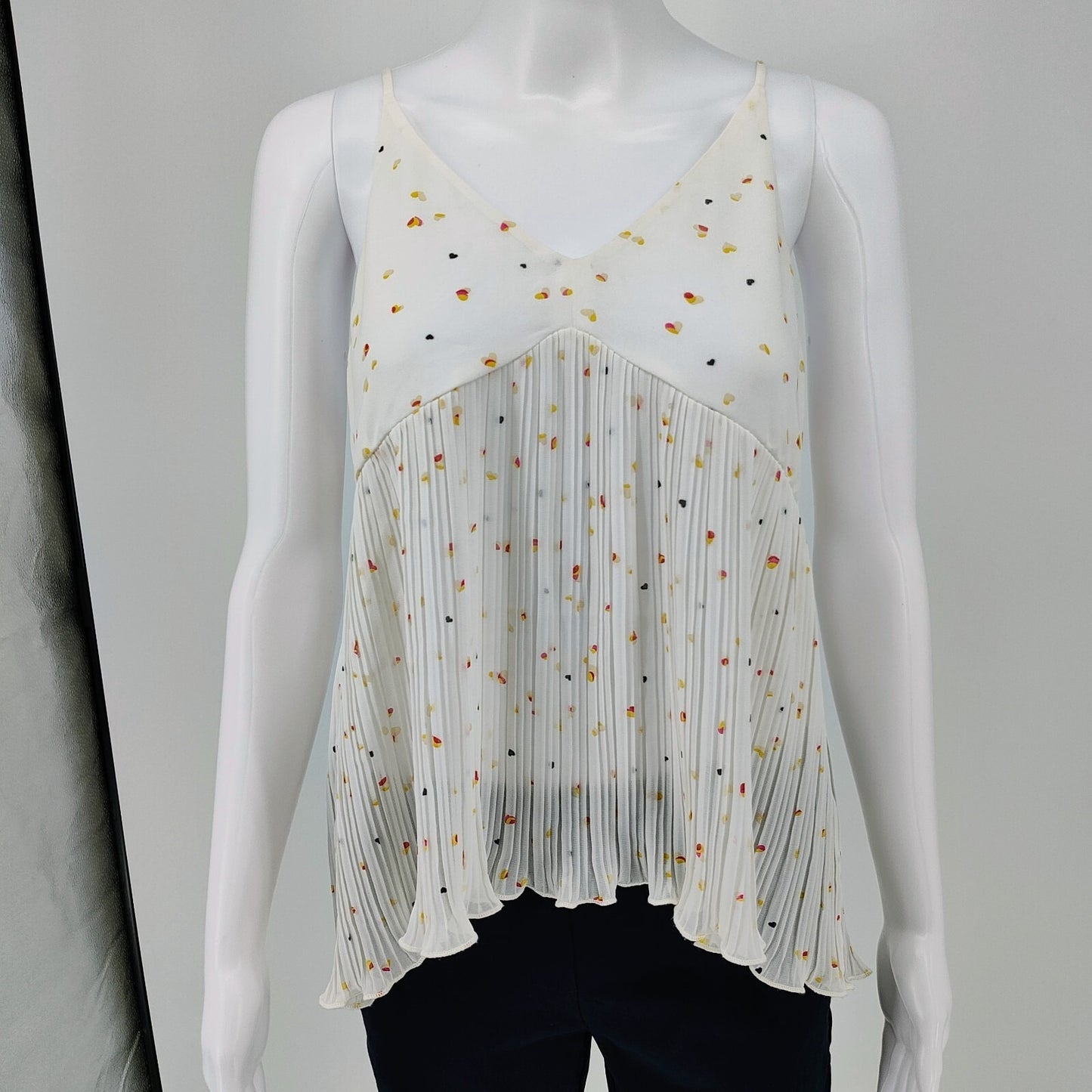 Anthropologie Paper Crane Women's White Heart Spahgetti Strap Top (Size Large)