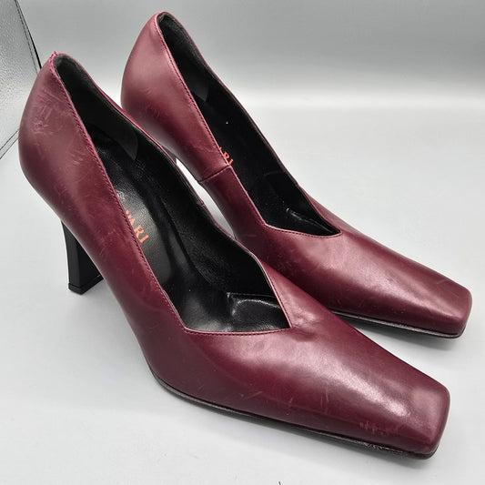 Vintage Y2K Deadstock Pari & Pari Bordeaux Nappa Square-Toe Pumps (EU37/US6.5)