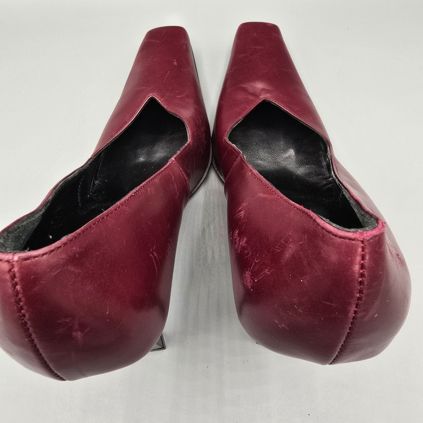Vintage Y2K Deadstock Pari & Pari Bordeaux Nappa Square-Toe Pumps (EU37/US6.5)