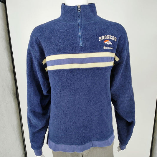 Vintage Denver Broncos Pro Player Pullover Striped Fleece Sweatshirt/Jacket (L)