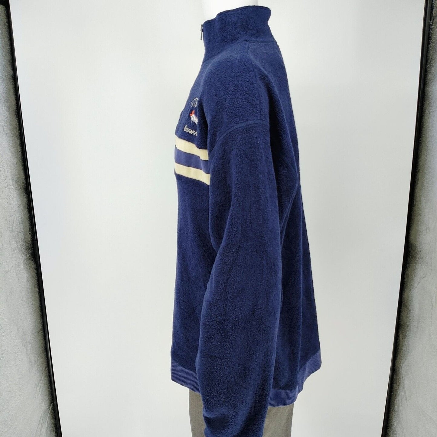 Vintage Denver Broncos Pro Player Pullover Striped Fleece Sweatshirt/Jacket (L)