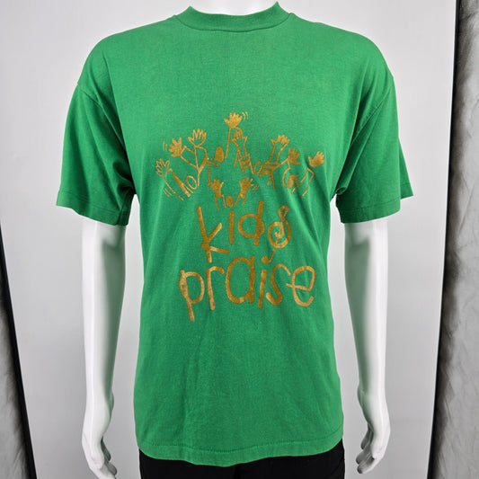 Vintage 1990s "Kids Praise" Marantha! Christian Music Kelly Green T-Shirt (L/XL)