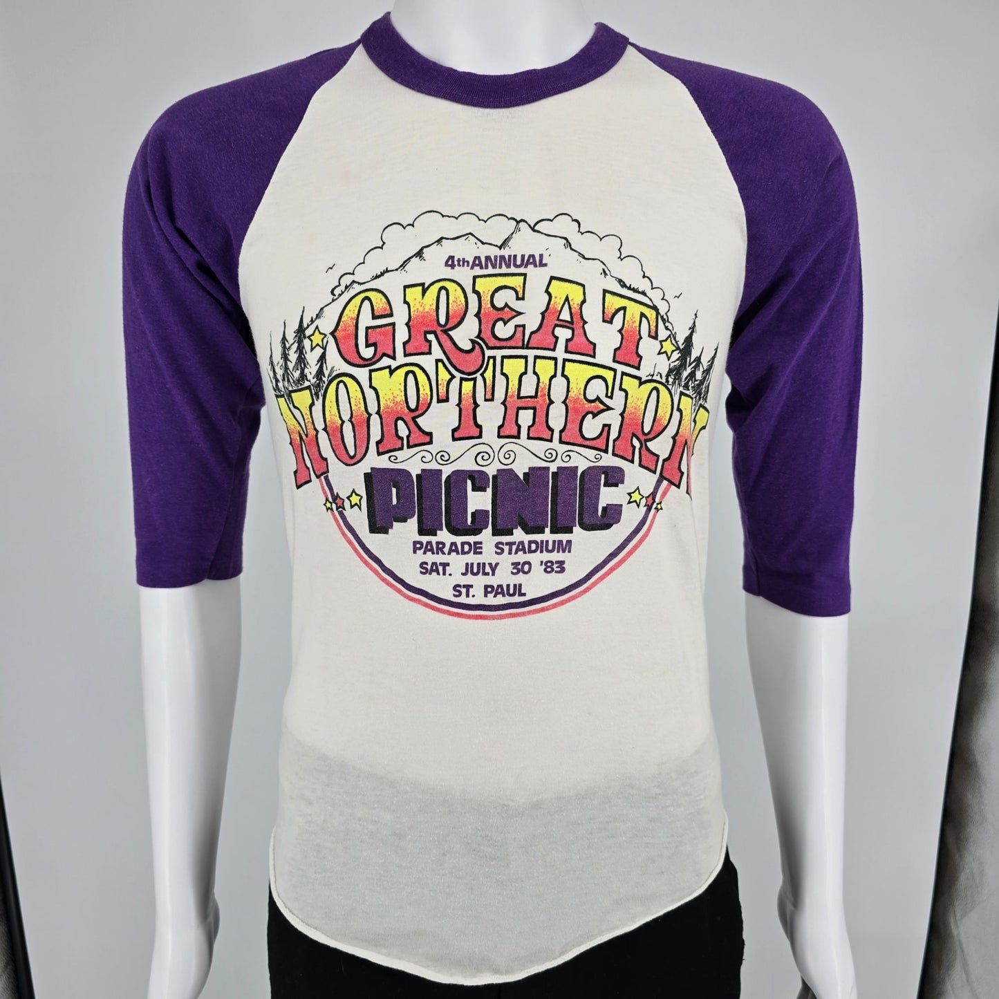 Vintage 1983 Great Northern Picnic St. Paul Rock Festival Raglan T-Shirt (S)