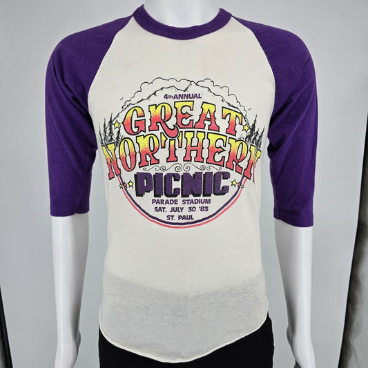 Vintage 1983 Great Northern Picnic St. Paul Rock Festival Raglan T-Shirt (S)