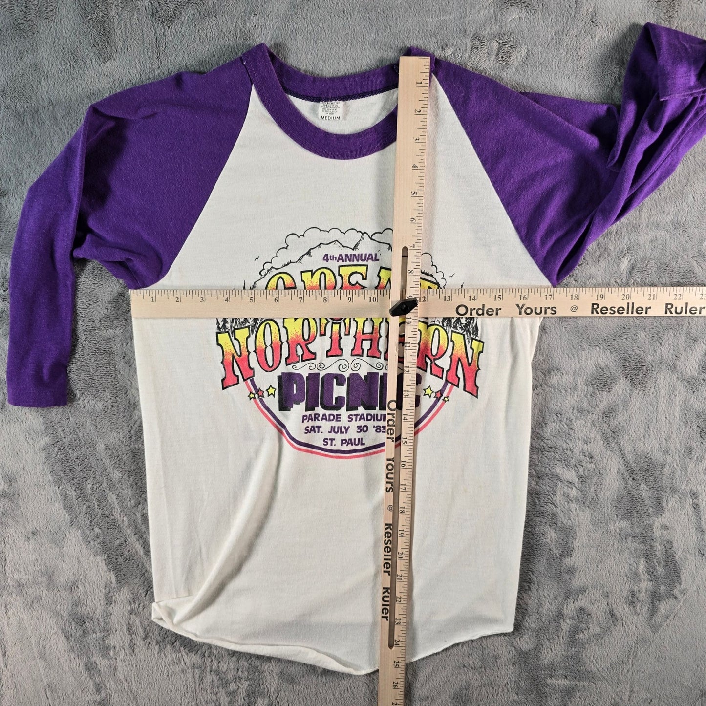 Vintage 1983 Great Northern Picnic St. Paul Rock Festival Raglan T-Shirt (S)