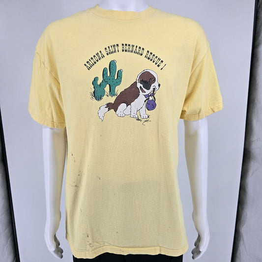 Distressed Vintage Y2K Hanes Beefy-T Arizona Saint Bernard Rescue 1 T-Shirt (XL)