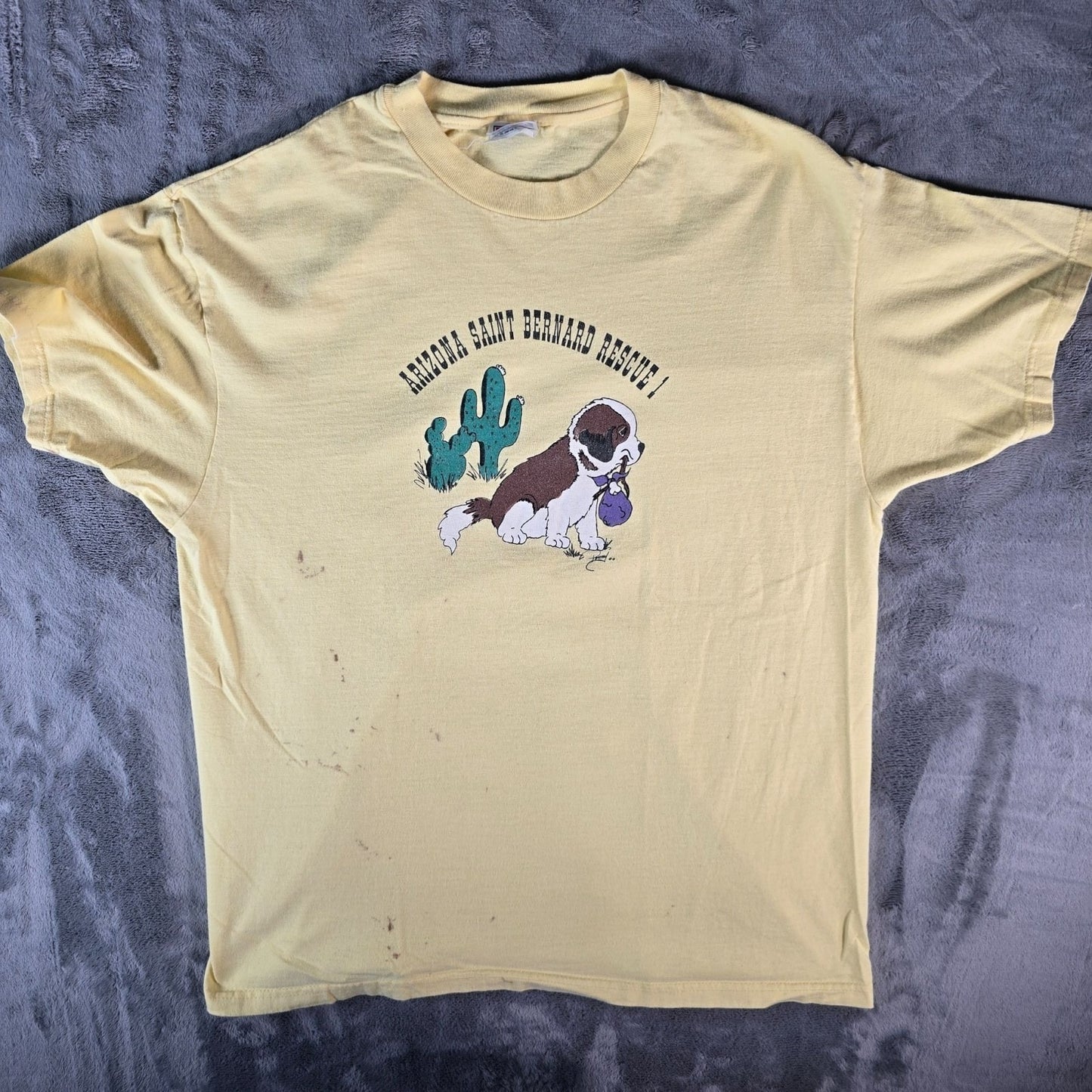 Distressed Vintage Y2K Hanes Beefy-T Arizona Saint Bernard Rescue 1 T-Shirt (XL)