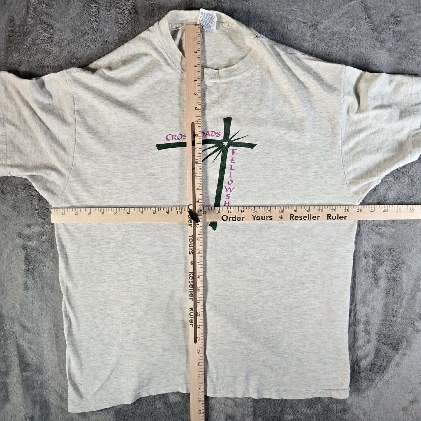 Yellowed Vintage 1990s Hanes Crossroads Fellowship Jeremiah 6:23 T-Shirt (XL)