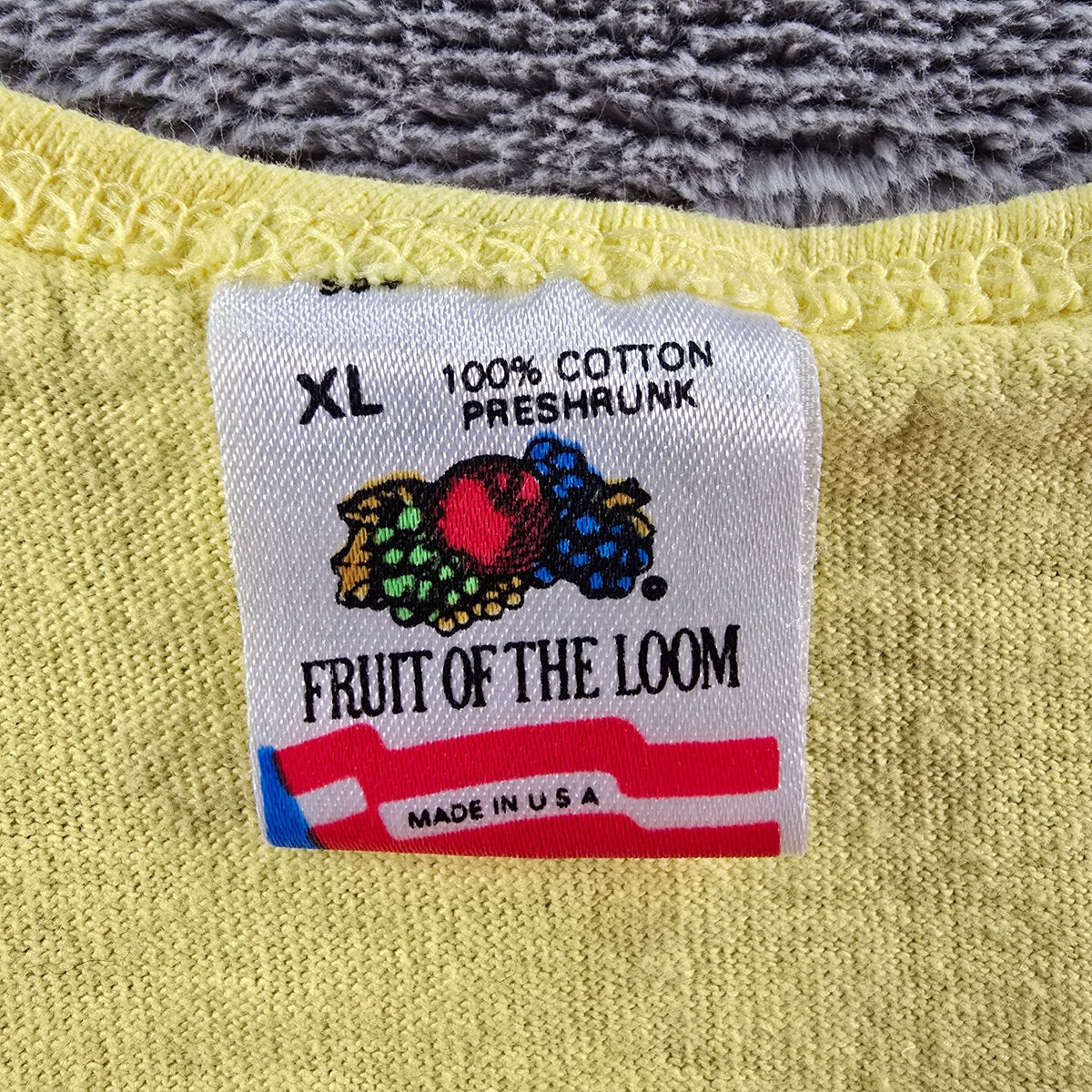 Vintage 1990s Fruit of the Loom "Army" Yellow Cotton Made in USA Tank Top (L)