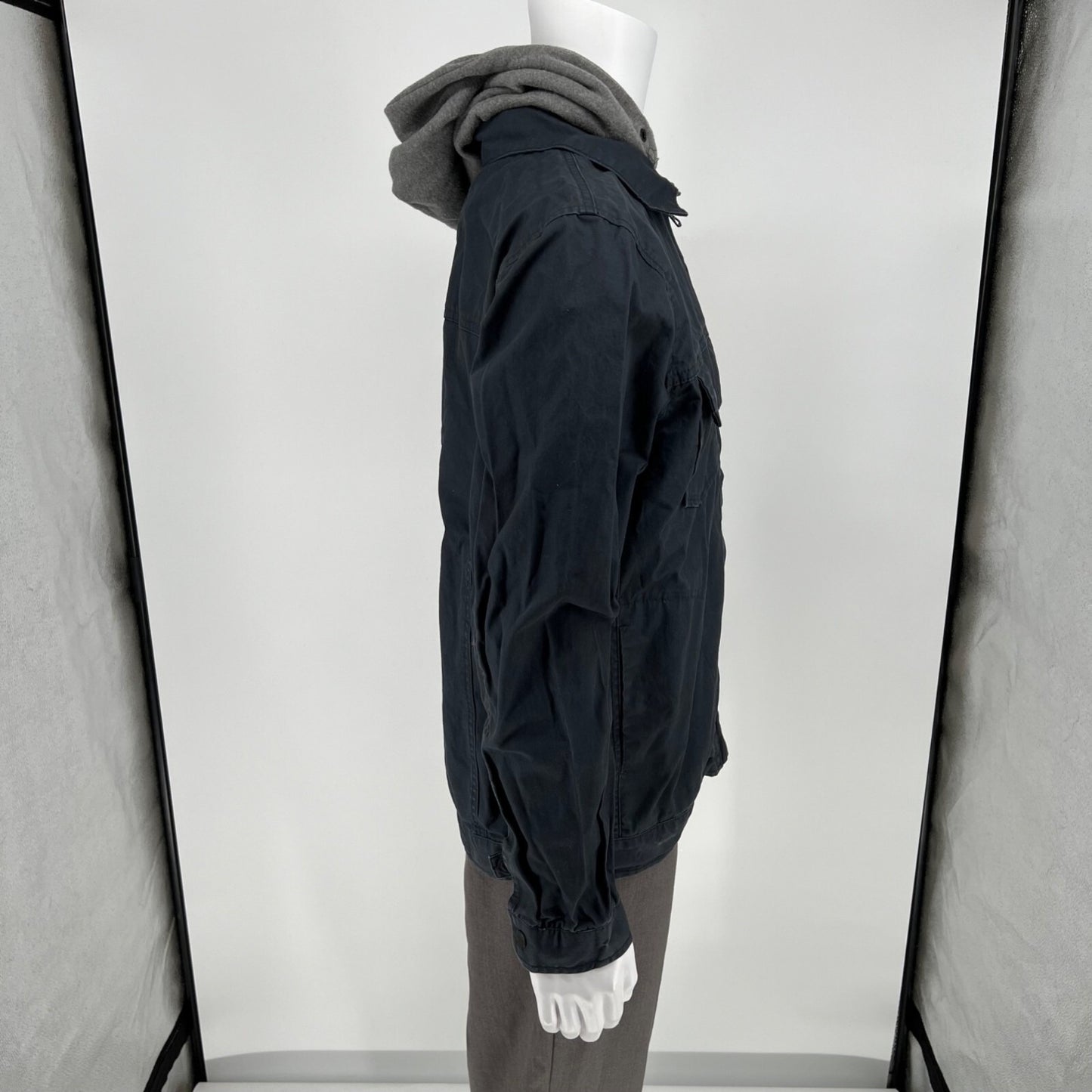 Quiksilver Men's Blue/Gray Canvas Utility Workwear Hooded Jacket (M/L)