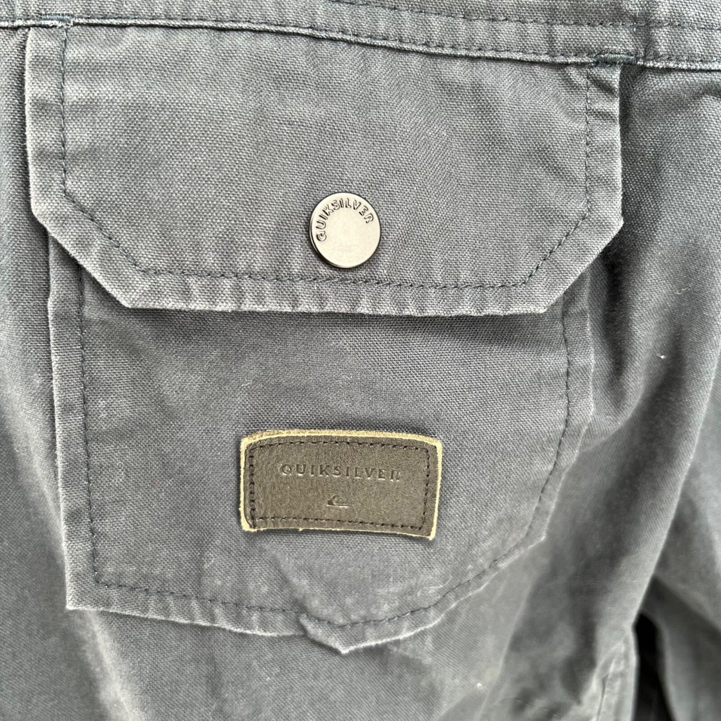 Quiksilver Men's Blue/Gray Canvas Utility Workwear Hooded Jacket (M/L)