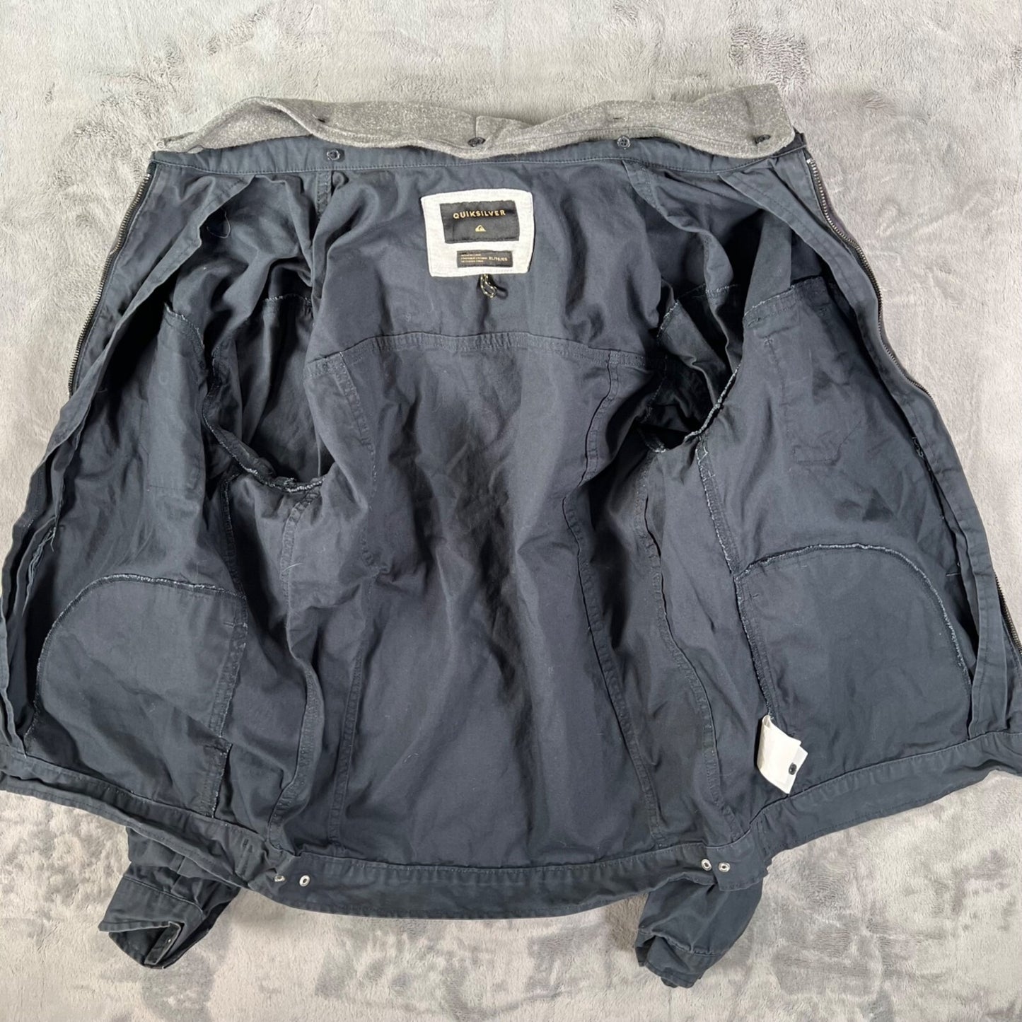 Quiksilver Men's Blue/Gray Canvas Utility Workwear Hooded Jacket (M/L)