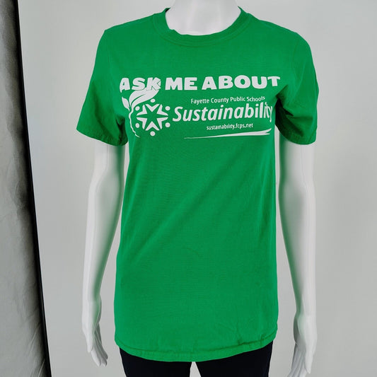 Fayette County Public Schools Green Ask Me About Sustainability T-Shirt (S)