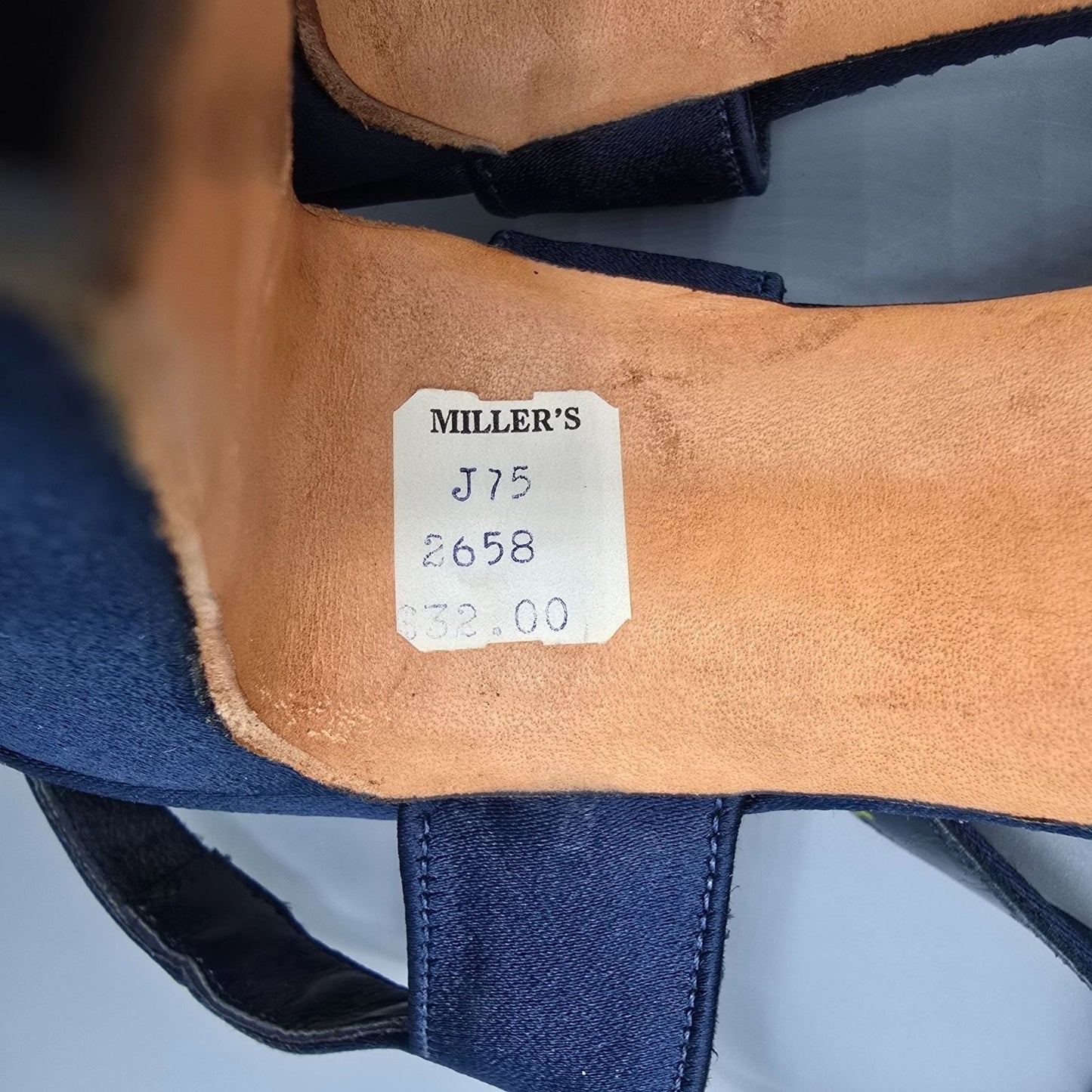 Vintage 1970s Adam Burke for Miller's Navy Satin Strappy Slingback Sandals -6.5M