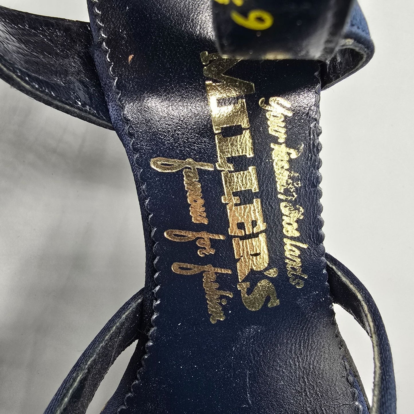 Vintage 1970s Adam Burke for Miller's Navy Satin Strappy Slingback Sandals -6.5M