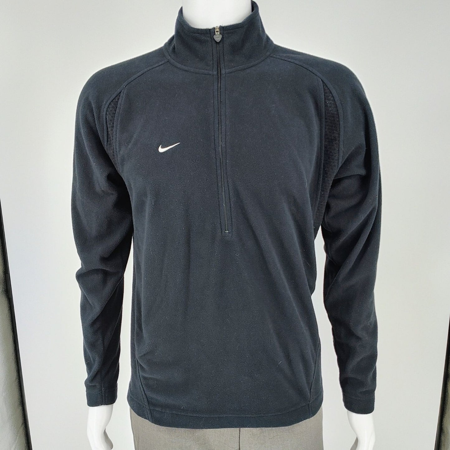 Nike Team Fit THERMA Y2K Mens Black Fleece Half-Zip Logo Track Jacket (Small)