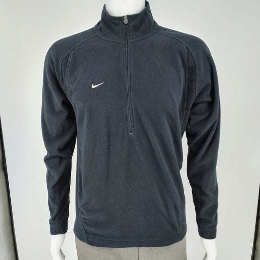 Nike Team Fit THERMA Y2K Mens Black Fleece Half-Zip Logo Track Jacket (Small)