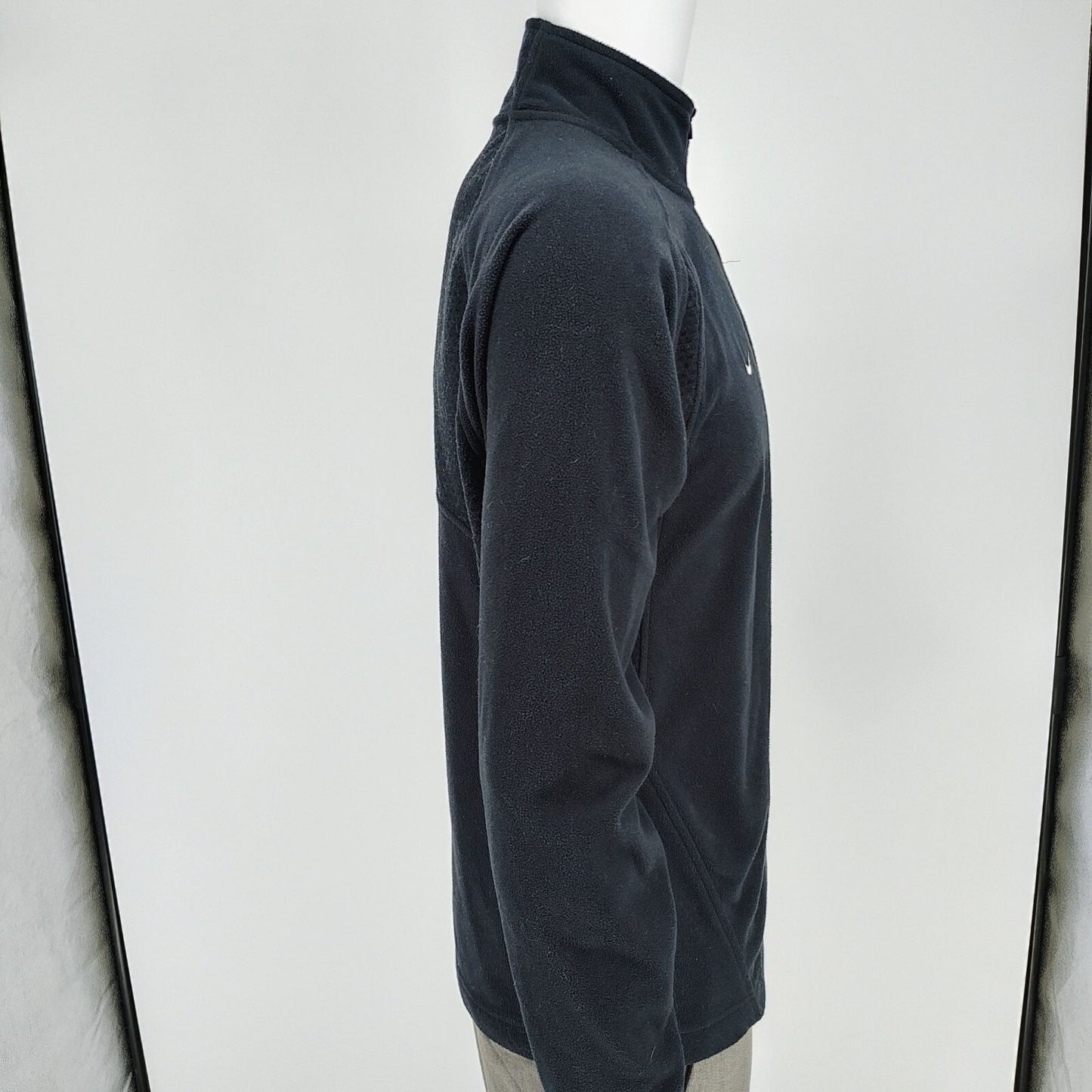 Nike Team Fit THERMA Y2K Mens Black Fleece Half-Zip Logo Track Jacket (Small)