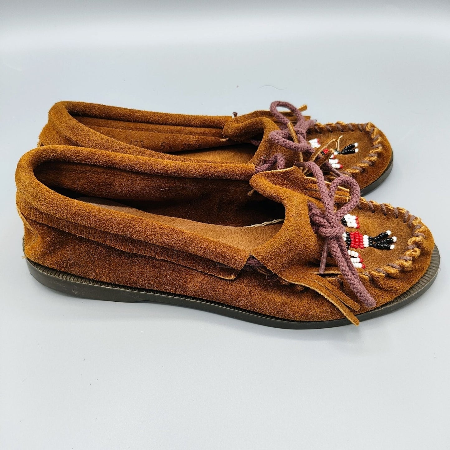 Minnetonka Moccasin Thunderbird Women's Brown Suede Loafers (US 5) *No insoles