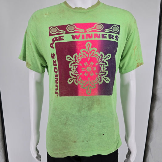 Distressed Vintage 1980s "Juniors Are Winners" U.S.T.A Tennis T-Shirt (L)