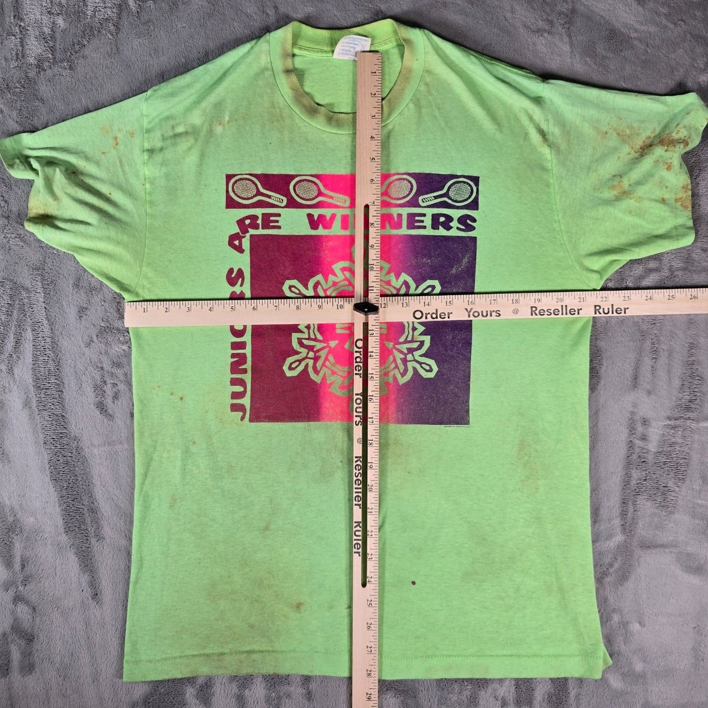 Distressed Vintage 1980s "Juniors Are Winners" U.S.T.A Tennis T-Shirt (L)