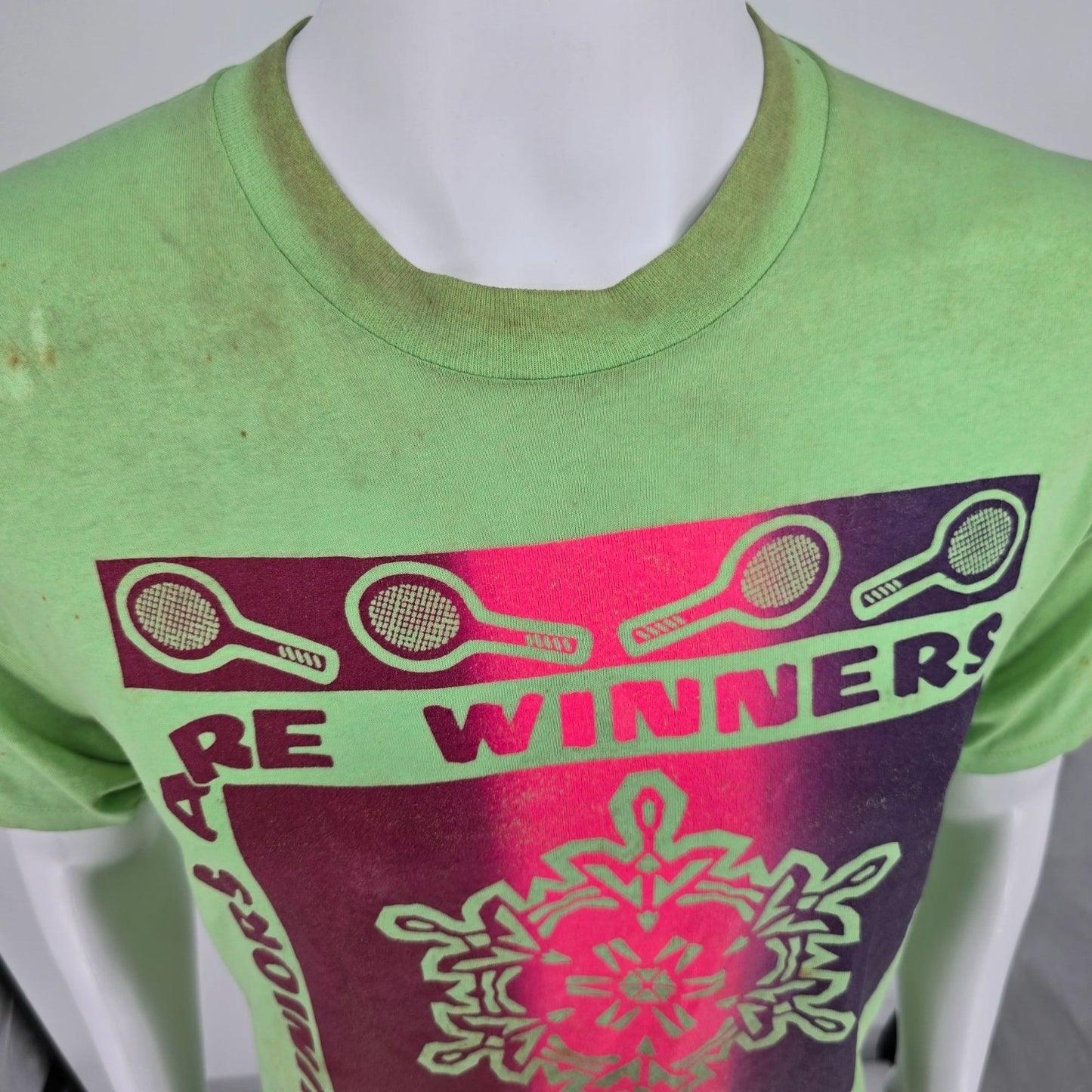 Distressed Vintage 1980s "Juniors Are Winners" U.S.T.A Tennis T-Shirt (L)