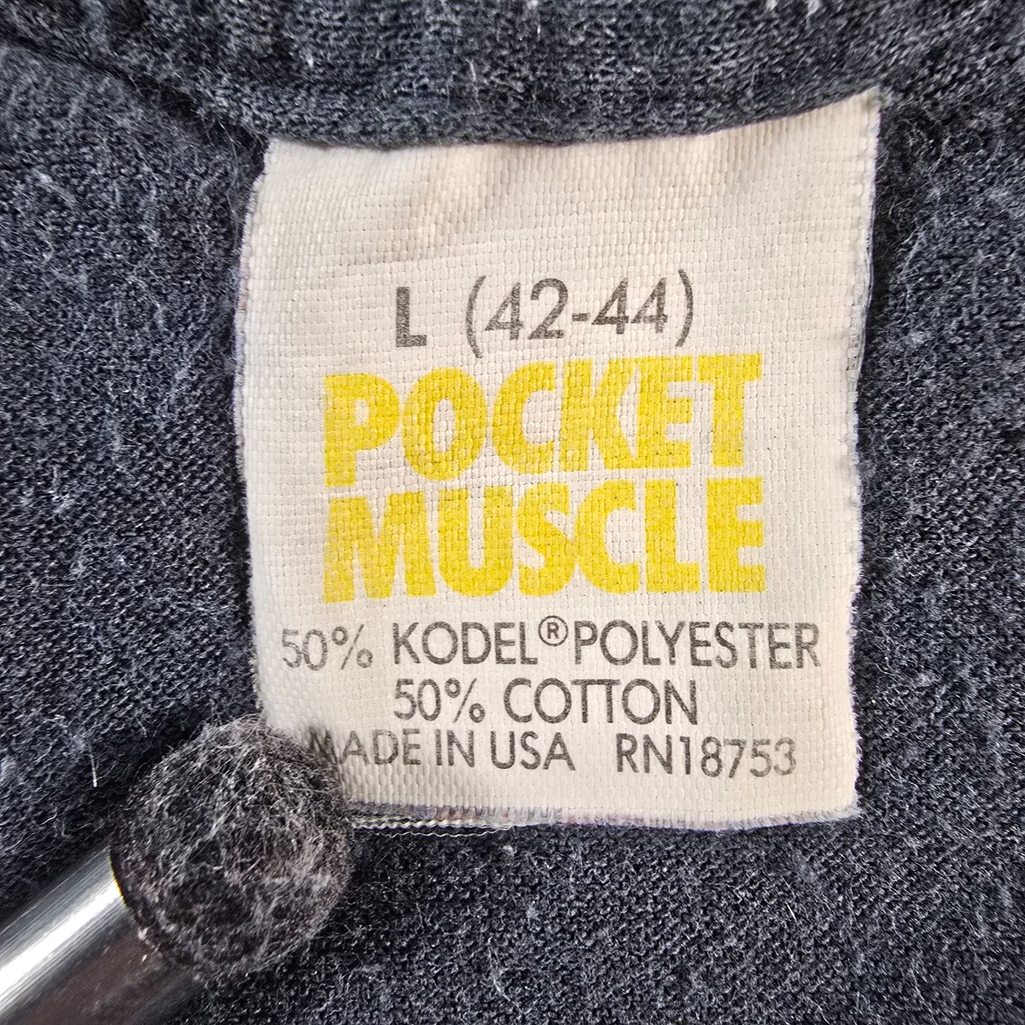 Vintage Early 1980s Pocket Muscle Faded Black Blank Sleeveless T-Shirt (M)