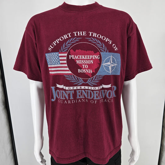 Vintage 1990s Operation Joint Endeavor Bosnia Peacekeeping Mission T-Shirt (L)