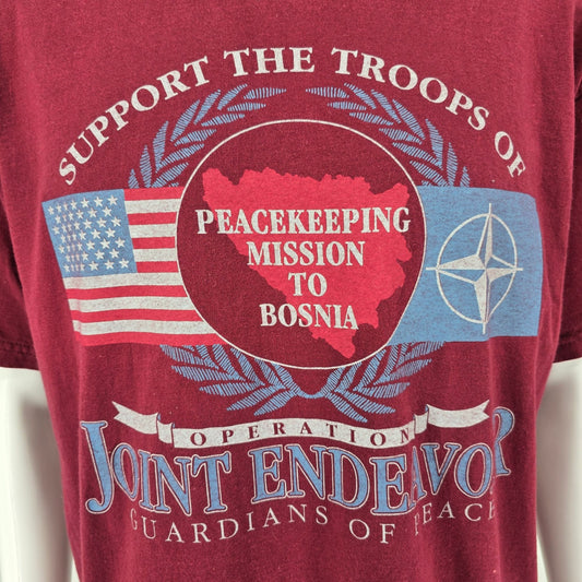 Vintage 1990s Operation Joint Endeavor Bosnia Peacekeeping Mission T-Shirt (L)