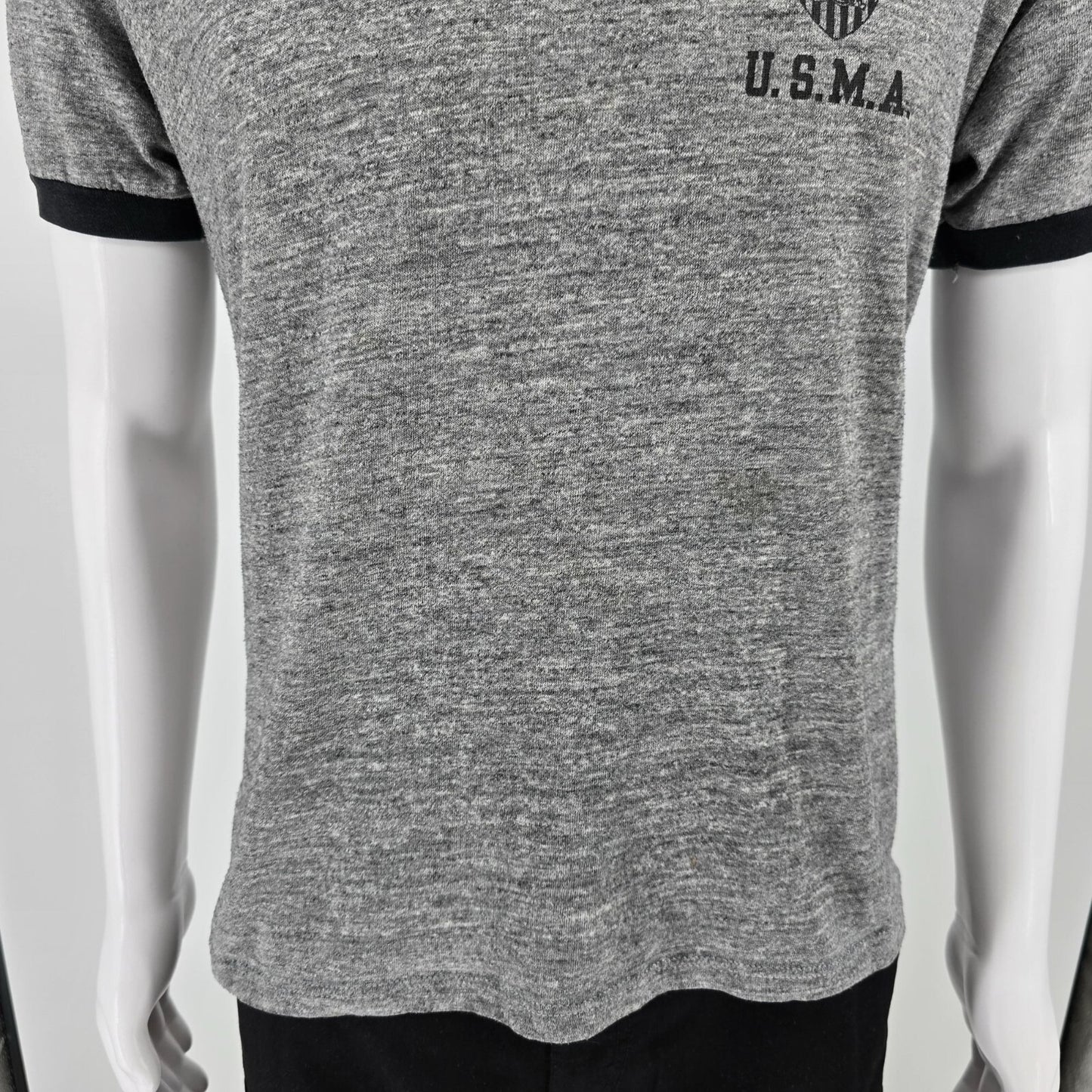 Vintage 1980s Jerzees West Point U.S.M.A Tri-blend Gray Ringer Tee T-Shirt (M/L)