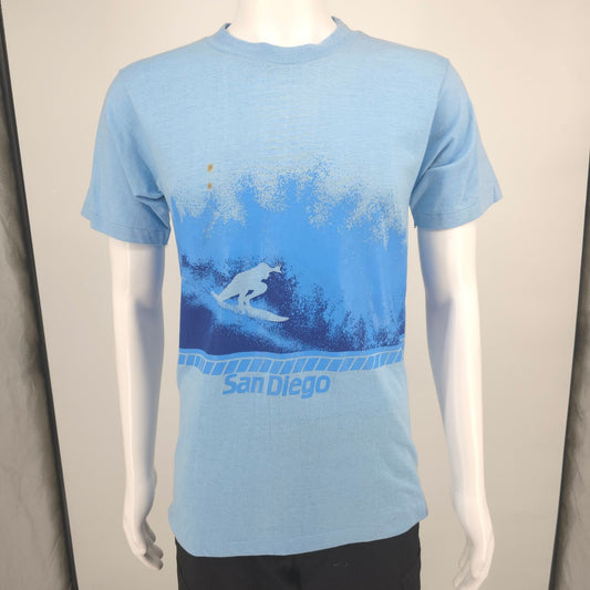 Vintage 1980s Power-T Hogenson San Diego Wrap Around Surf Graphic T-Shirt (S/M)