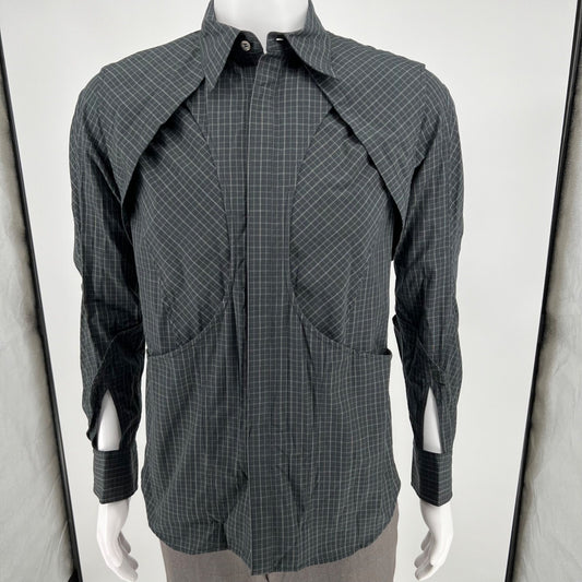 Christian Dada Masanori Morikawa Men's Black Layered Check Shirt (Size 34/XS)