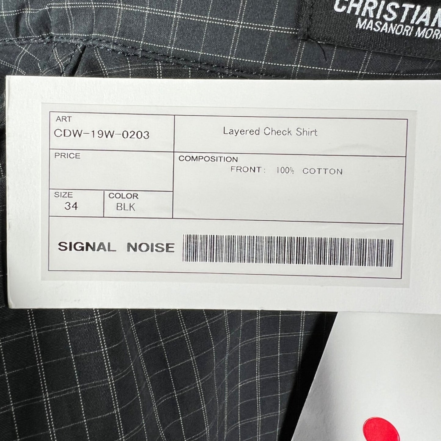 Christian Dada Masanori Morikawa Men's Black Layered Check Shirt (Size 34/XS)