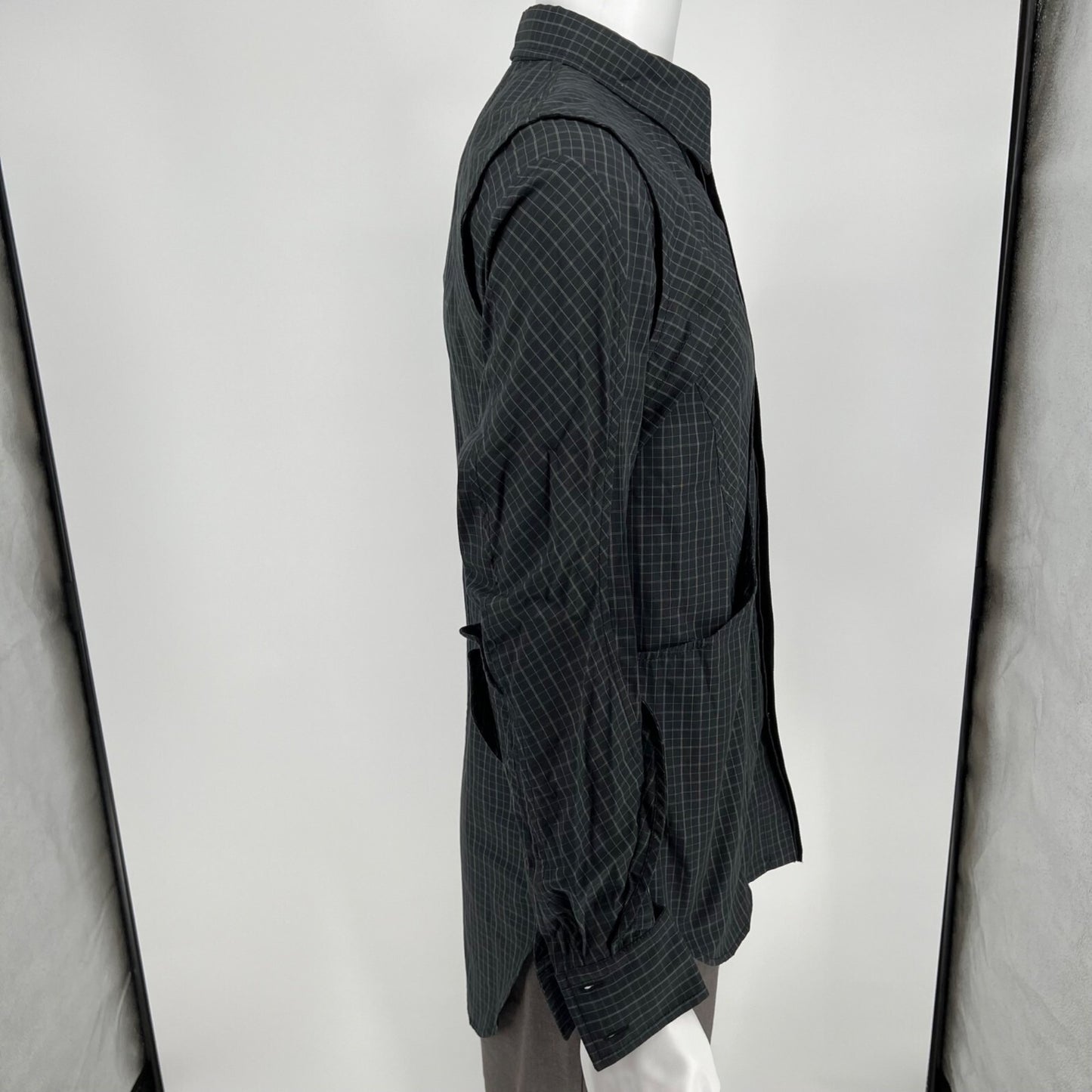 Christian Dada Masanori Morikawa Men's Black Layered Check Shirt (Size 34/XS)