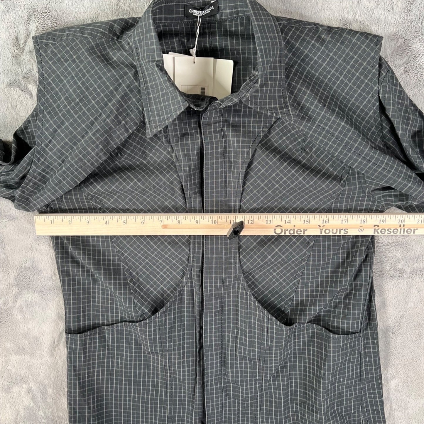 Christian Dada Masanori Morikawa Men's Black Layered Check Shirt (Size 34/XS)