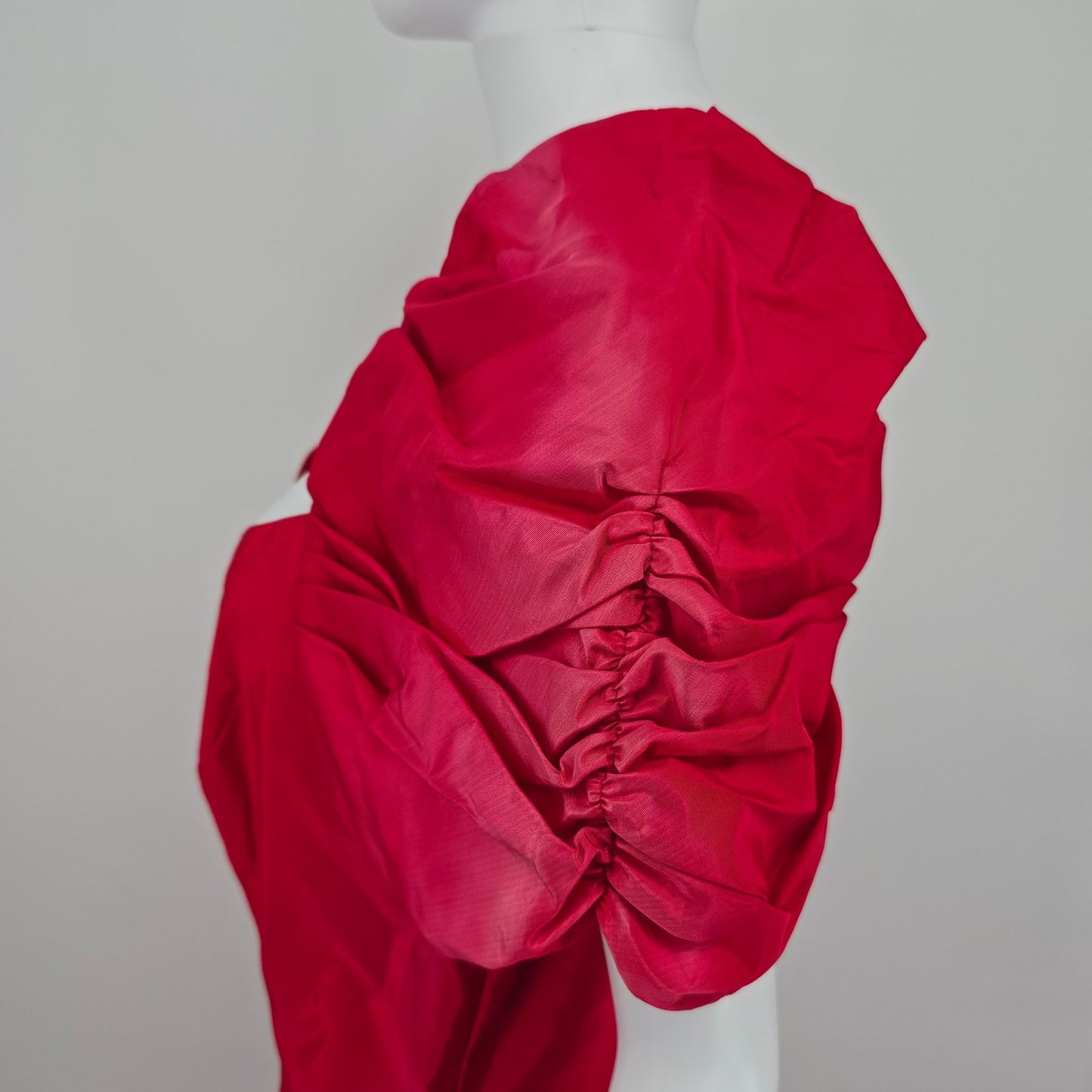 Vintage 1980s Bonnell Dress Co. Red Puff Sleeve Taffeta Prom Dress (M) *Fair