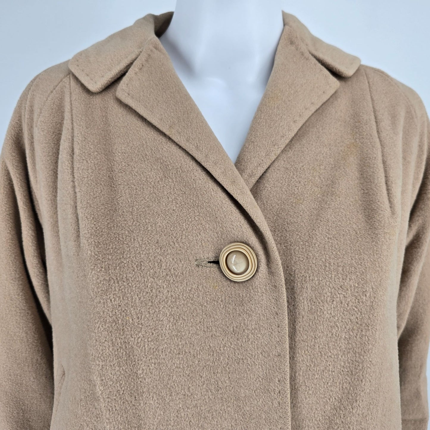 Vintage 1950s Country Tweeds Einiger 100% Cashmere Camel/Tan Overcoat (L)