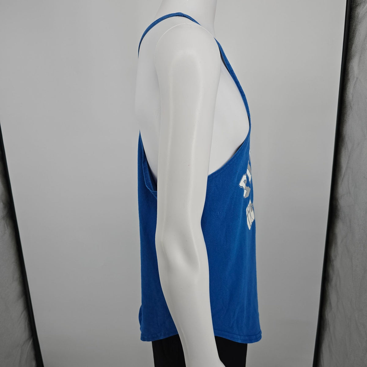 Vintage 1990s Pitbull Gym Blue Racerback Stringer Bodybuilding Tank Top (M)
