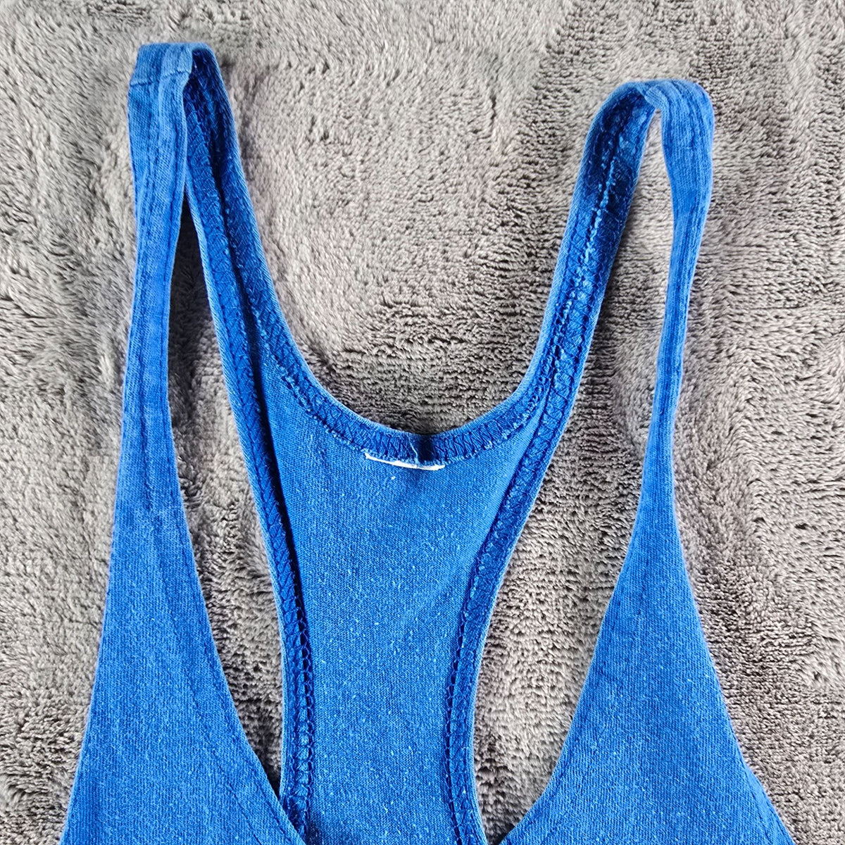 Vintage 1990s Pitbull Gym Blue Racerback Stringer Bodybuilding Tank Top (M)