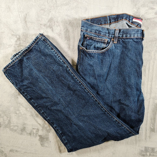 Tommy Hilfiger Mens Bootcut 42 x 32 100% Cotton Denim Blue Jeans