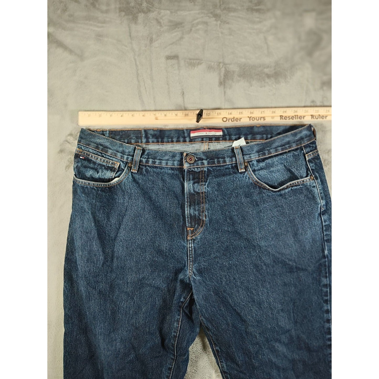 Tommy Hilfiger Mens Bootcut 42 x 32 100% Cotton Denim Blue Jeans
