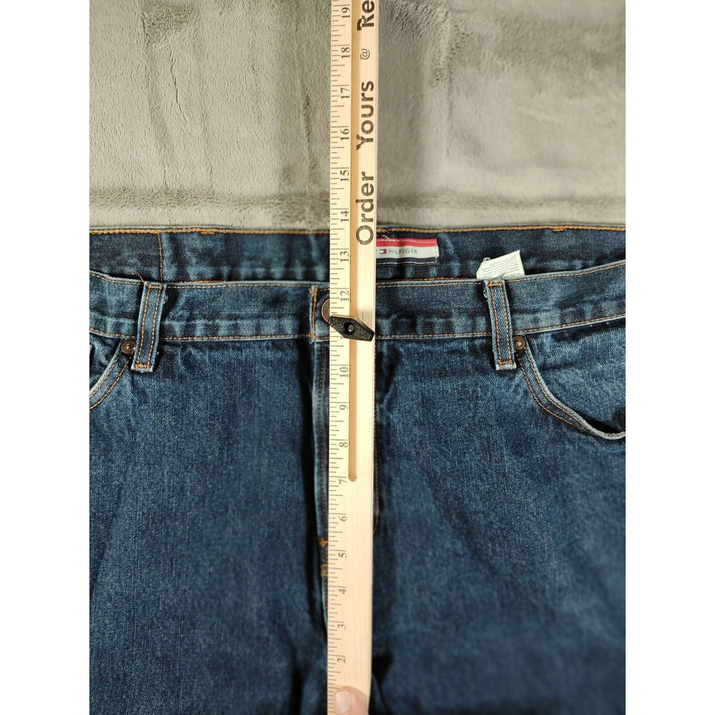 Tommy Hilfiger Mens Bootcut 42 x 32 100% Cotton Denim Blue Jeans