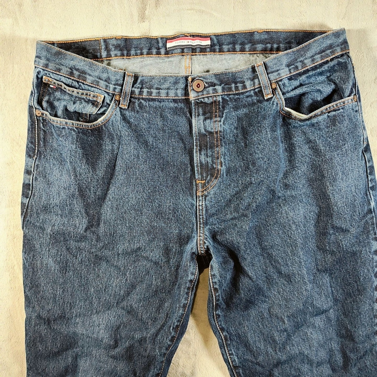 Tommy Hilfiger Mens Bootcut 42 x 32 100% Cotton Denim Blue Jeans