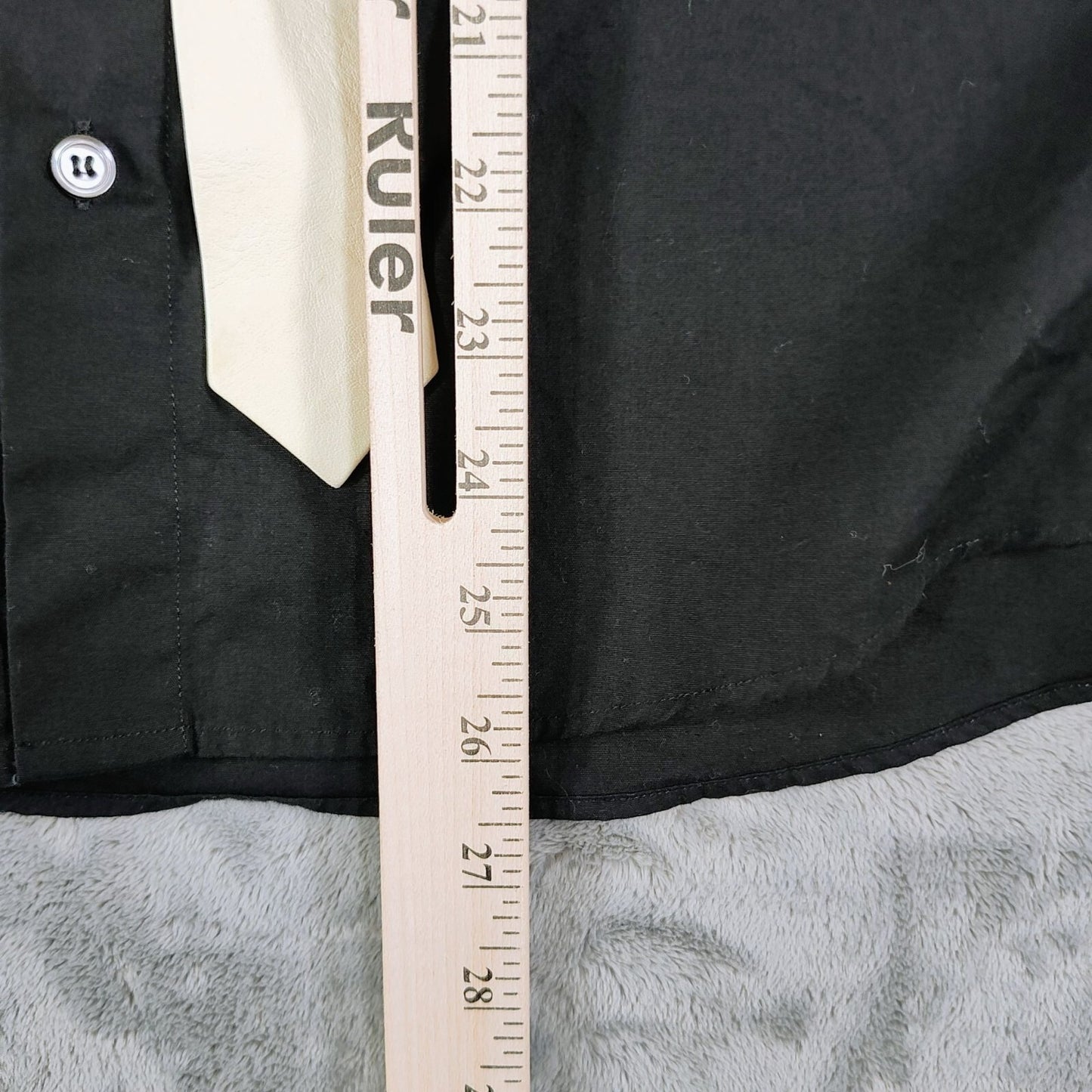 R13 2015 F/W Unisex Luxury Black Button-Down Shirt With Beige Leather Tie (XS)