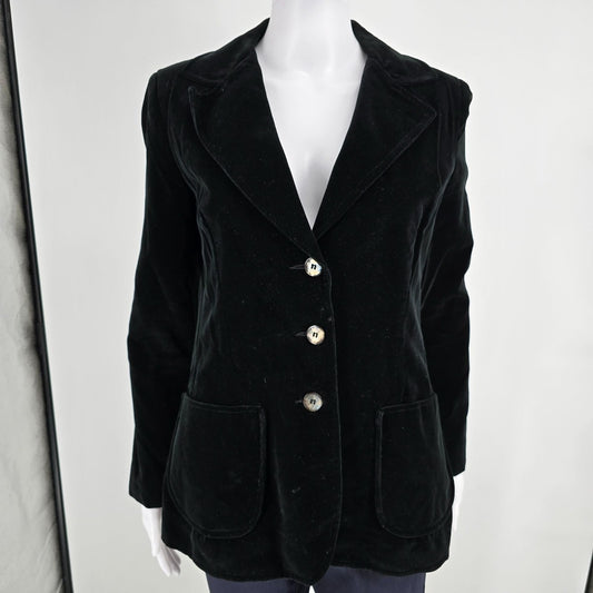 Vintage 1970s Koret of California Women's Black Velvet Blazer Jacket (S/M)