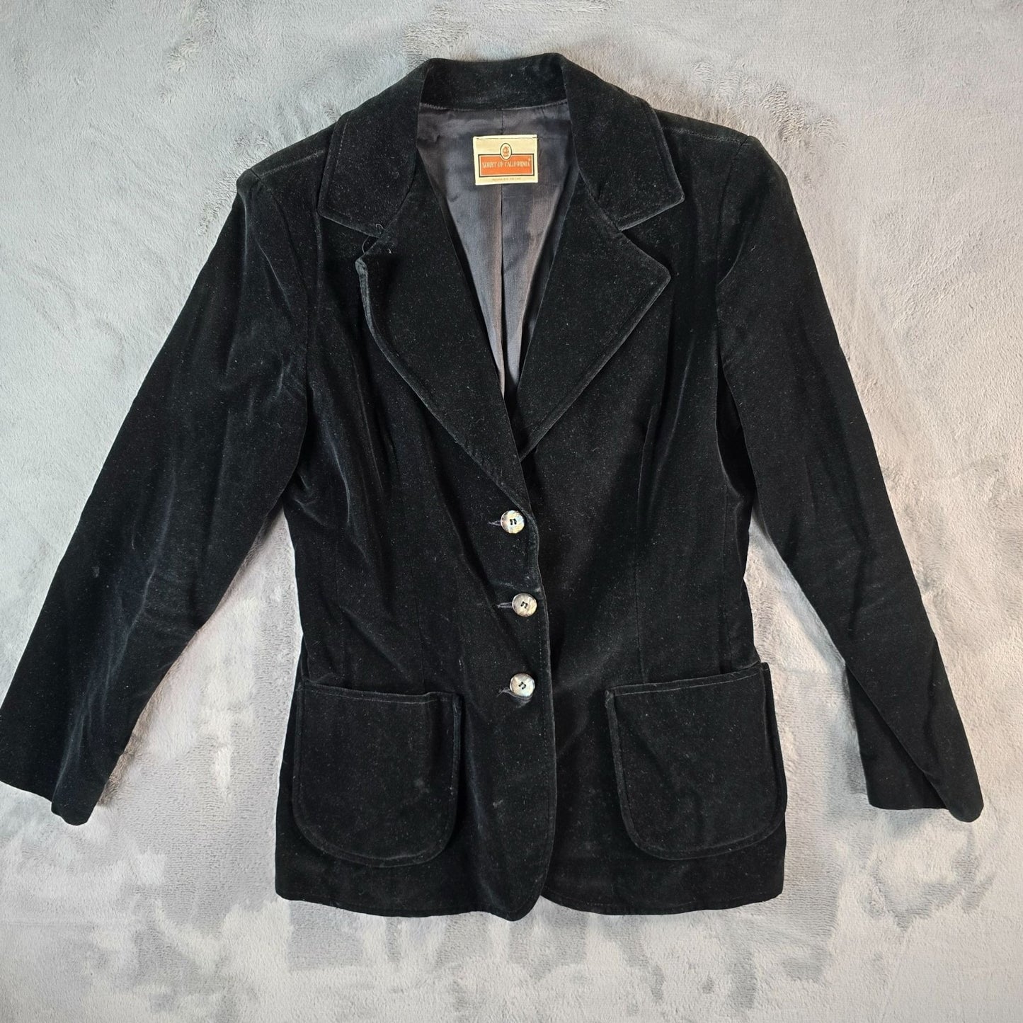 Vintage 1970s Koret of California Women's Black Velvet Blazer Jacket (S/M)