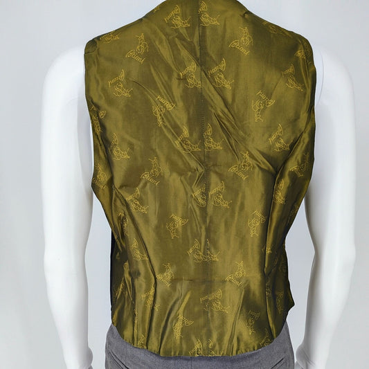 Brioni Mens 100% Wool Made in Italy Black Suit Vest Gold Back (XS)