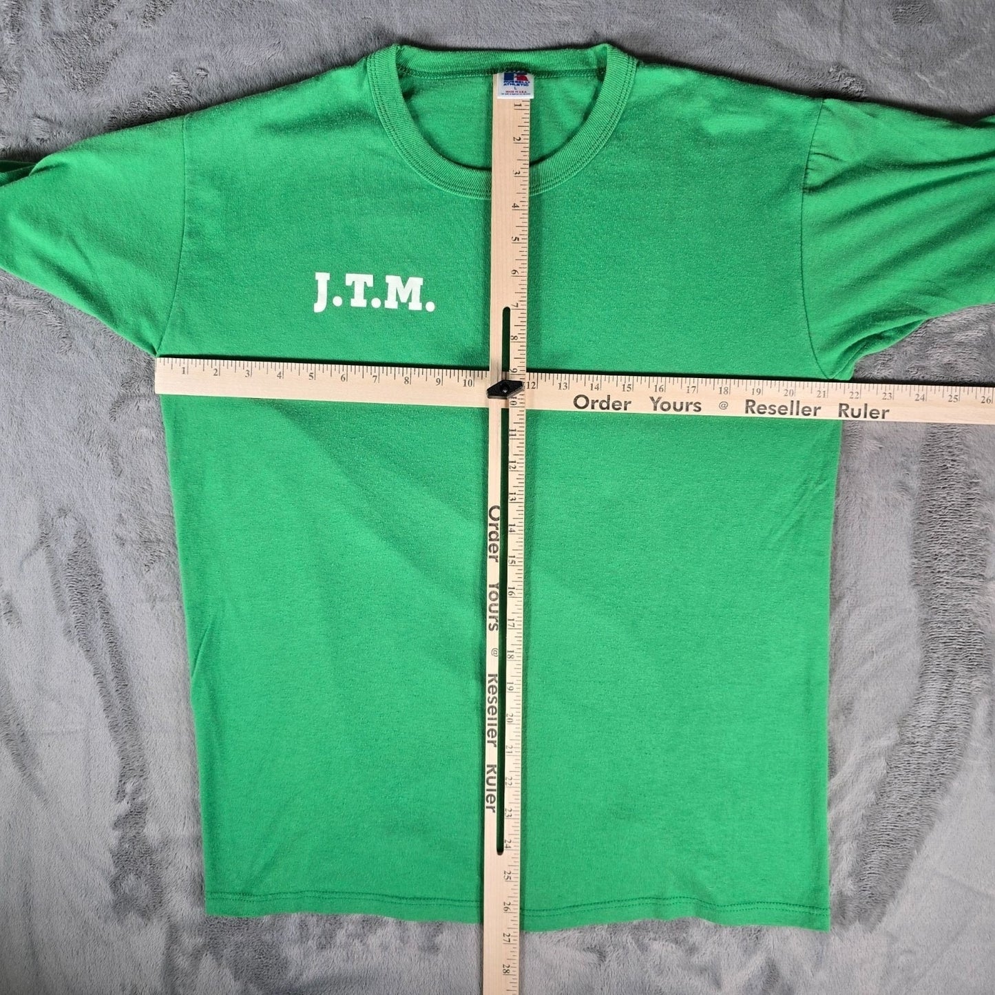 Vintage Early 1990s Russell Athletic J.T.M. Food Group Ohio Green T-Shirt (L)