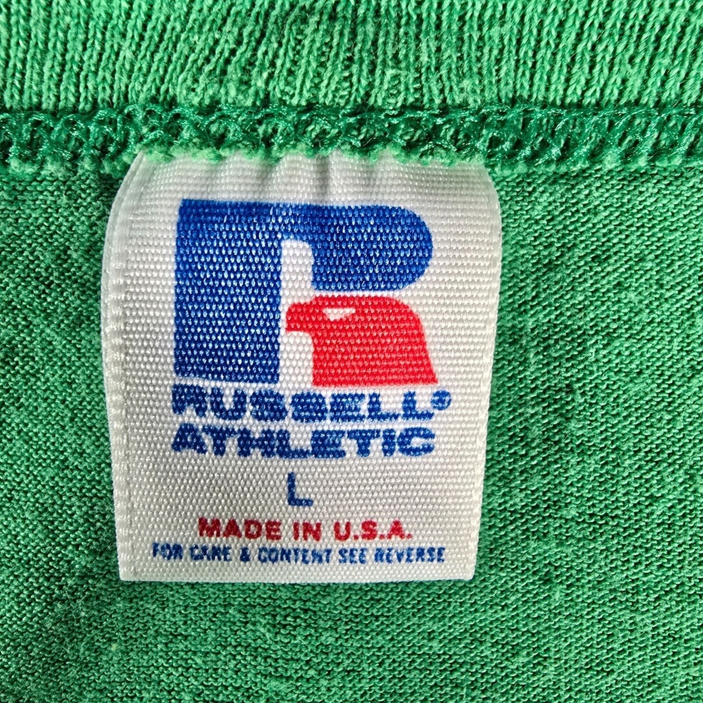 Vintage Early 1990s Russell Athletic J.T.M. Food Group Ohio Green T-Shirt (L)